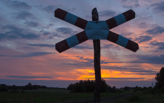 Zachód słońca tory kolejowe Opoczno